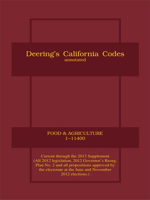 cover image of Deering's California Food & Agriculture Code